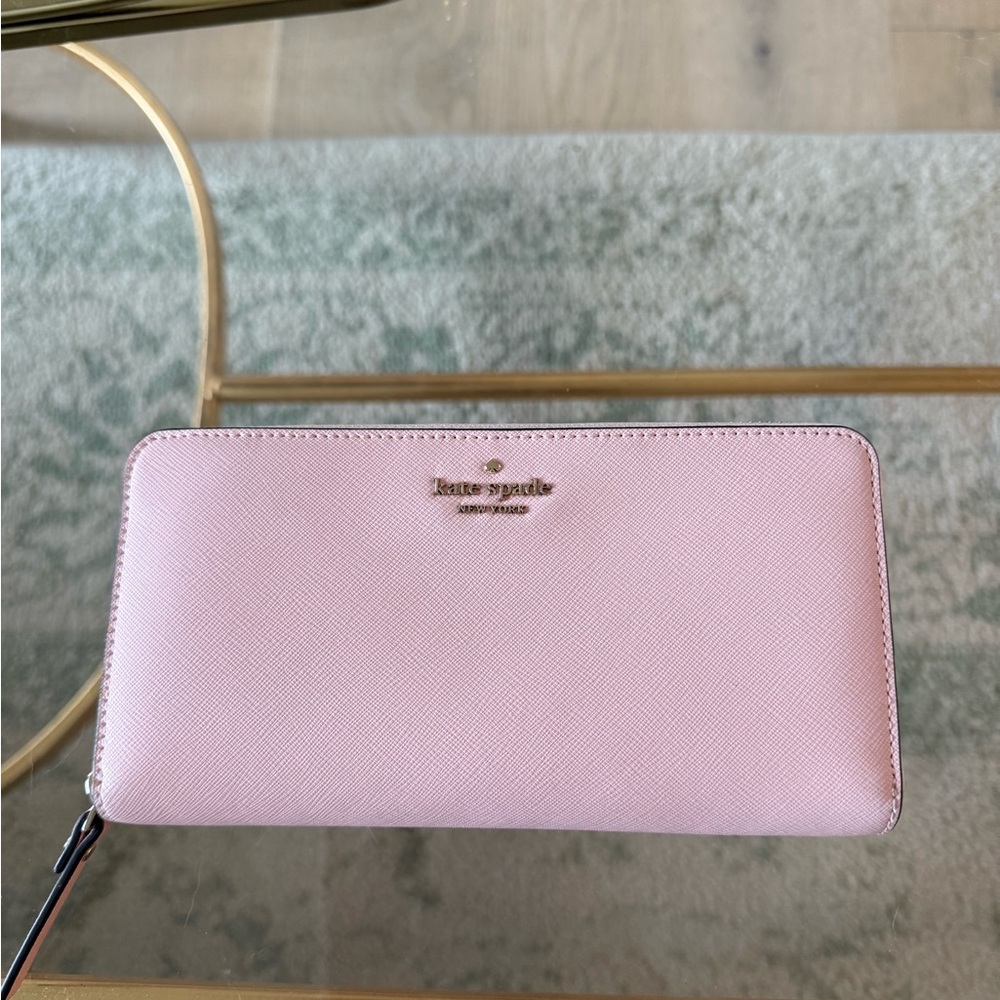 Kate Spade Pink Leather Wallet with Gold Hardware